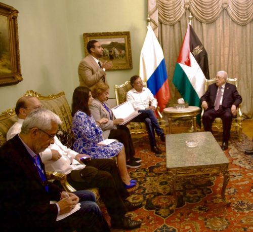 Con el presidente de Palestina